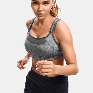 Syrokan Set of 3 Gray Front Adjustable High Impact Wirefree Sports Bras Size 38E